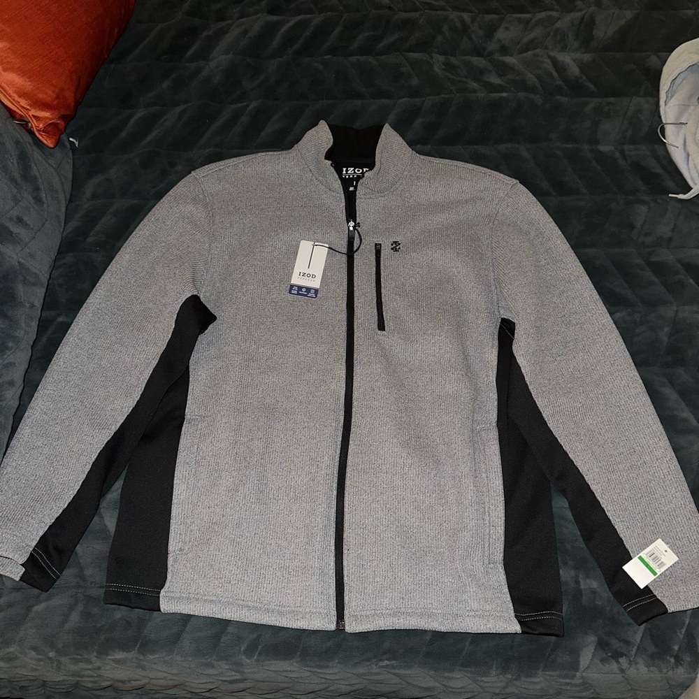 IZOD Performance Gray Zip-Up Sweater